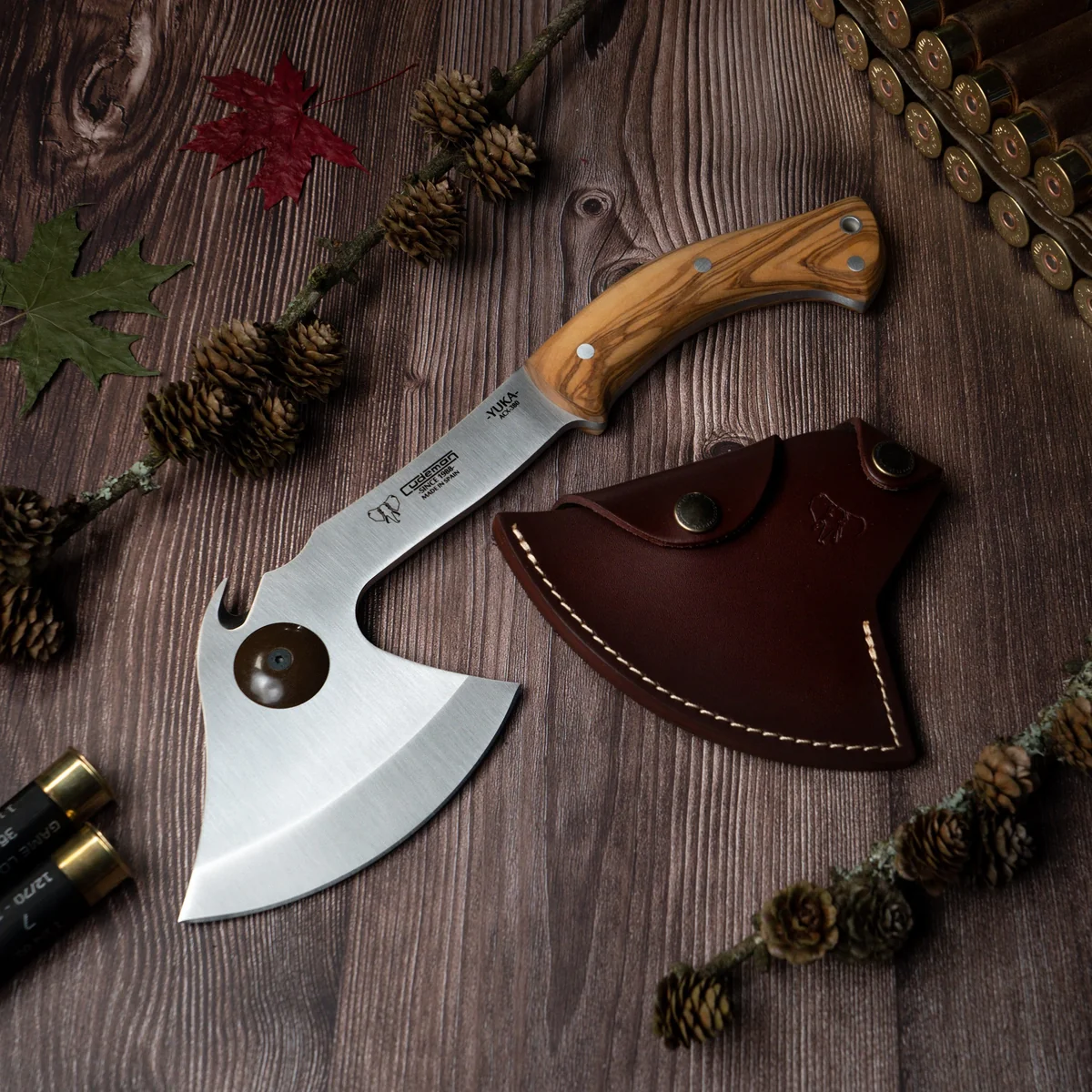 Cudeman Olive Wood Weighted Pro Hunting Axe 167-L - Image 3