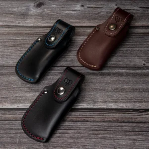 Alternative view of Cudeman Small Black Leather Sheath - Blue stitching