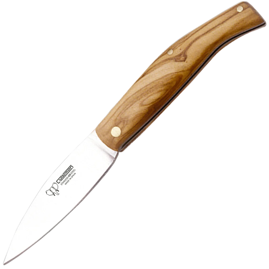 Cudeman Small Olive Wood Outdoor Pocket Knife w/Sheath