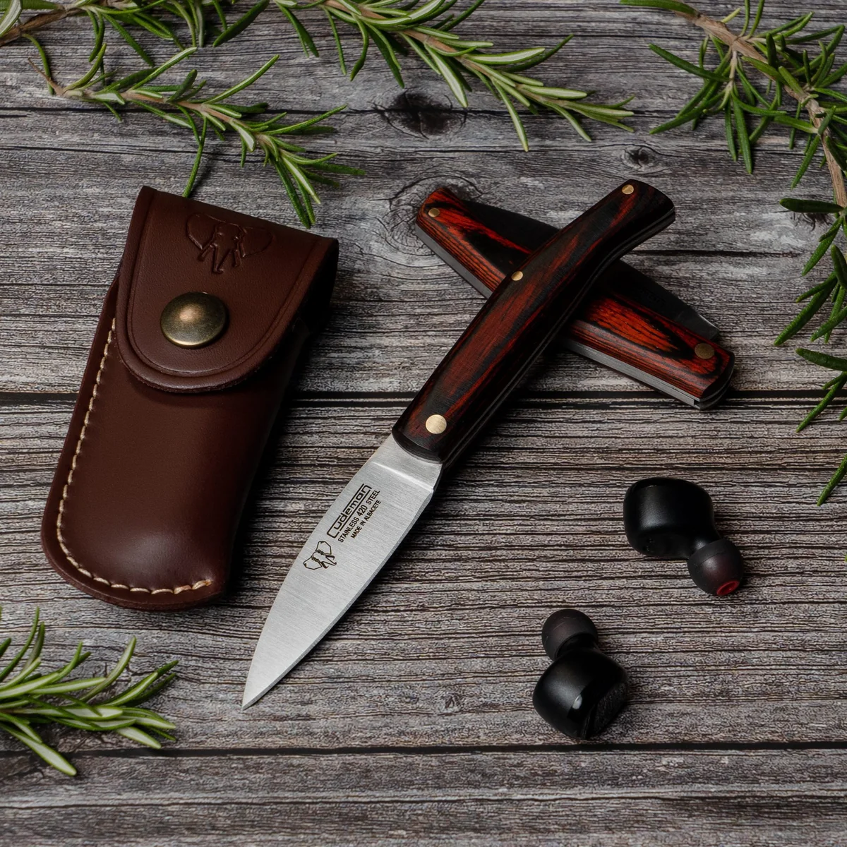 Cudeman Small Pakkawood Outdoor Pocket Knife w/Sheath - Image 3