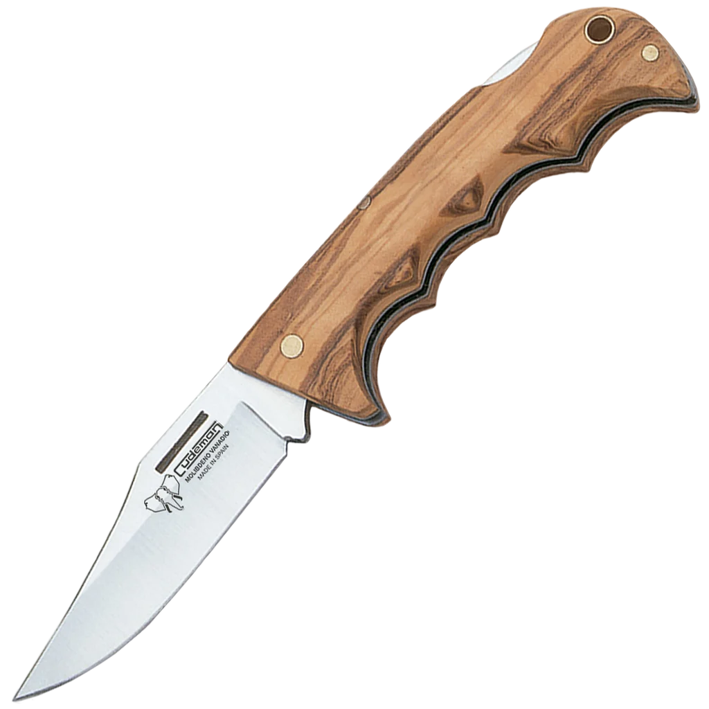 Cudeman Texana Olive Wood Pocket Knife with Sheath