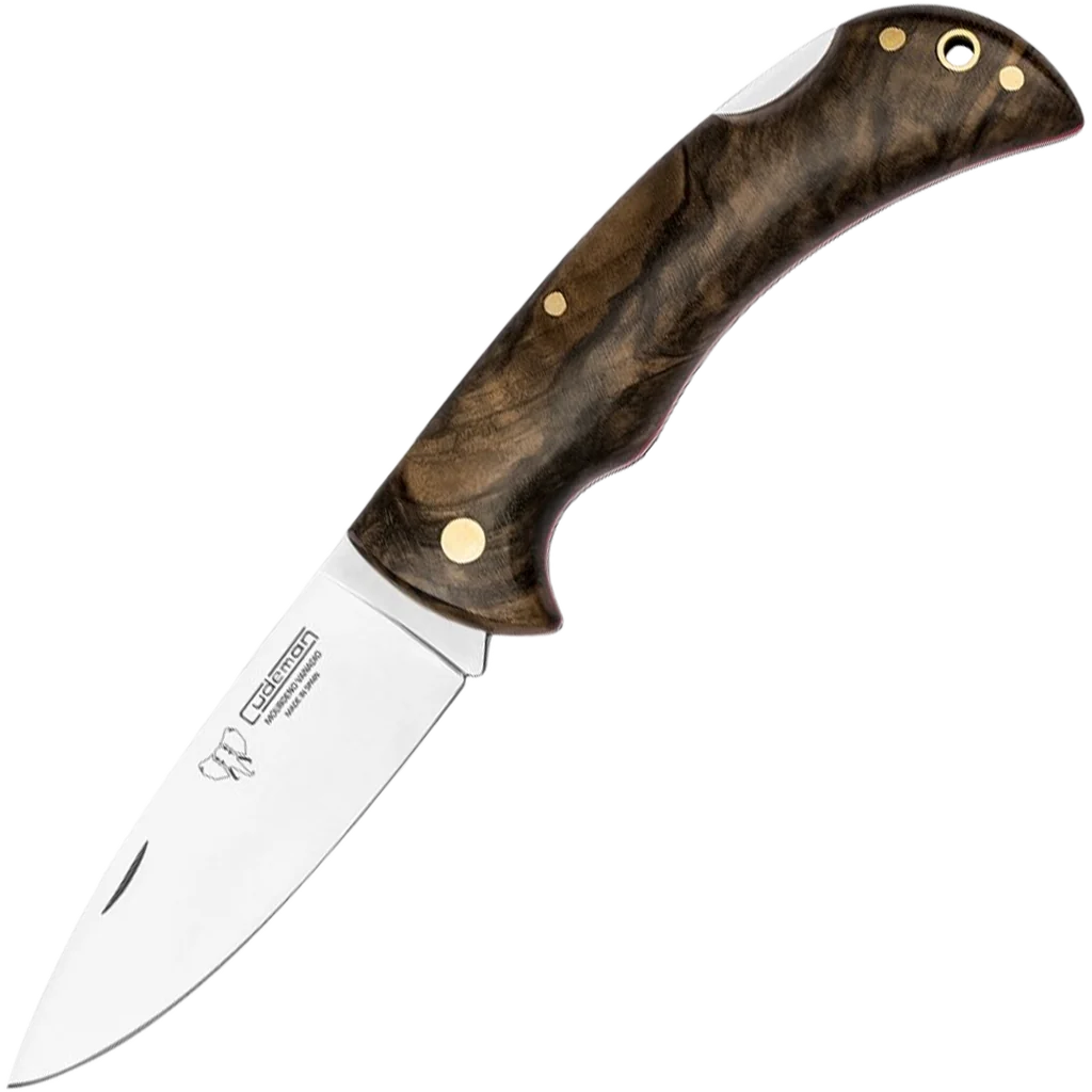 Cudeman Walnut Back Lock Folding Knife with Leather Pouch