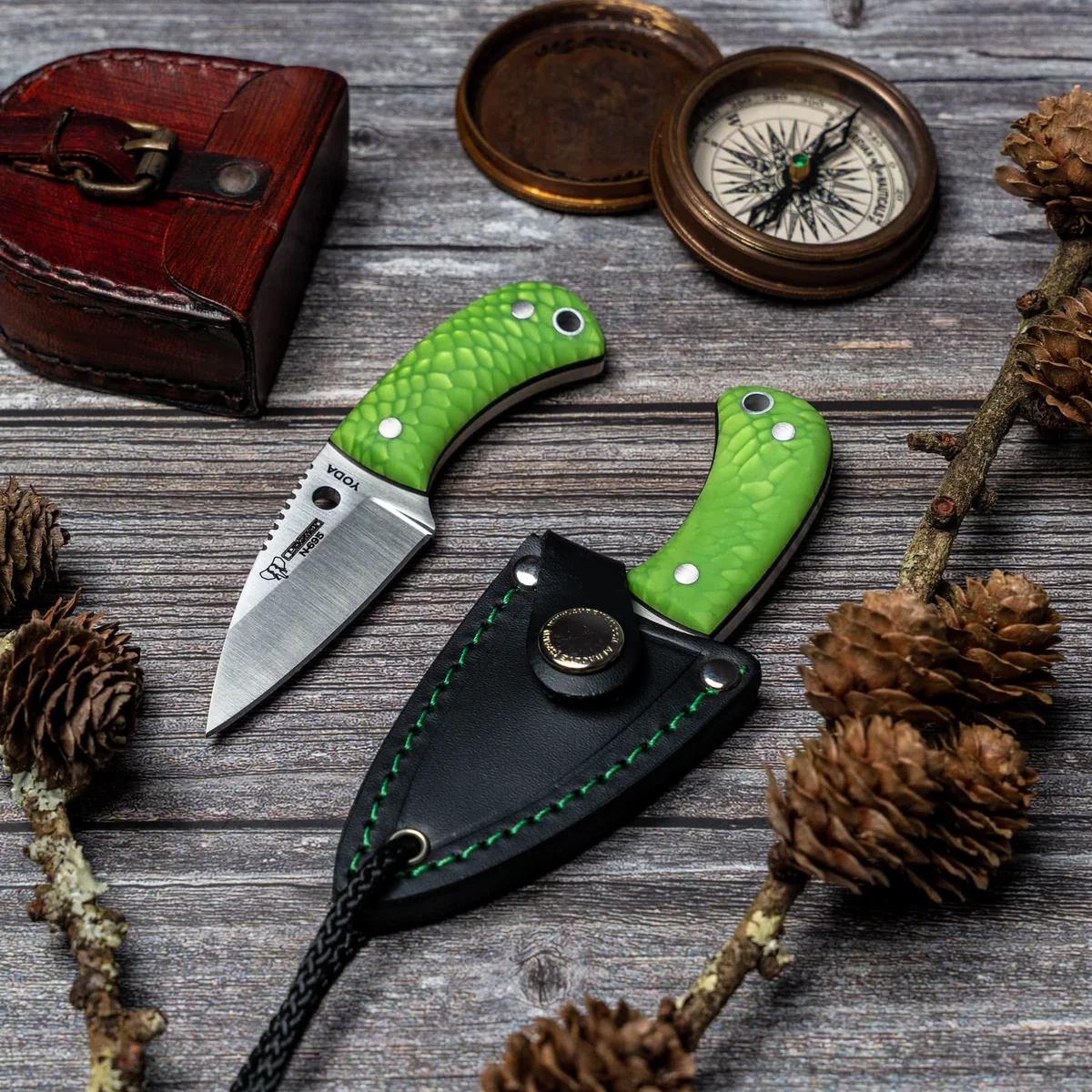 Cudeman Yoda Juma Green with Leather Sheath - Image 2